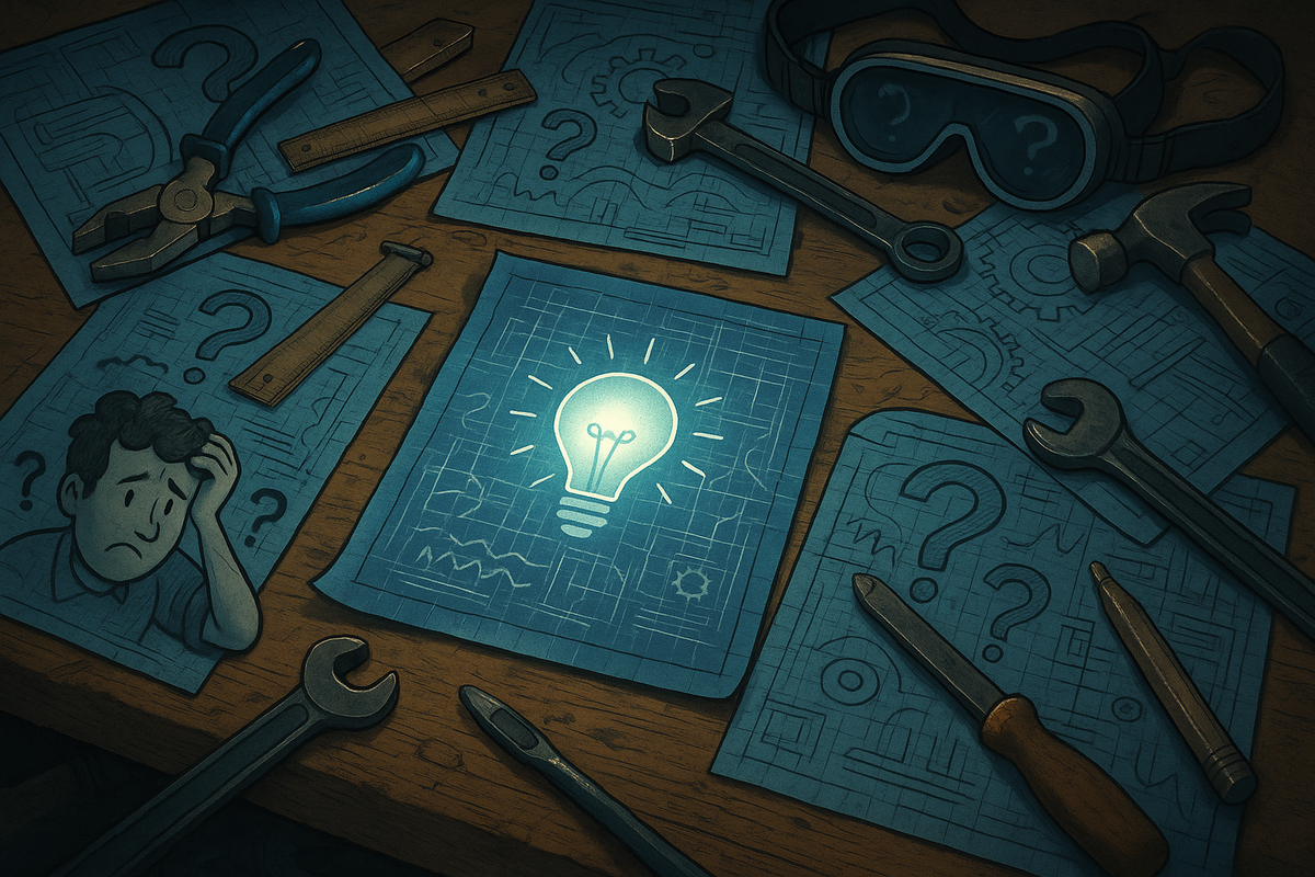 Blueprint on workbench symbolizing calling